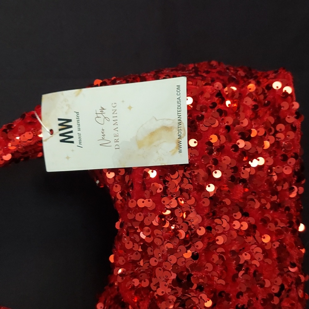 MOST WANTED Red Sequin Handbag - Picture 4 of 12